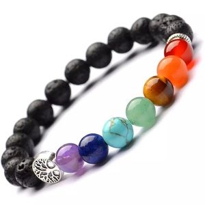 7 Chakra Lava Bead Bracelet brand new